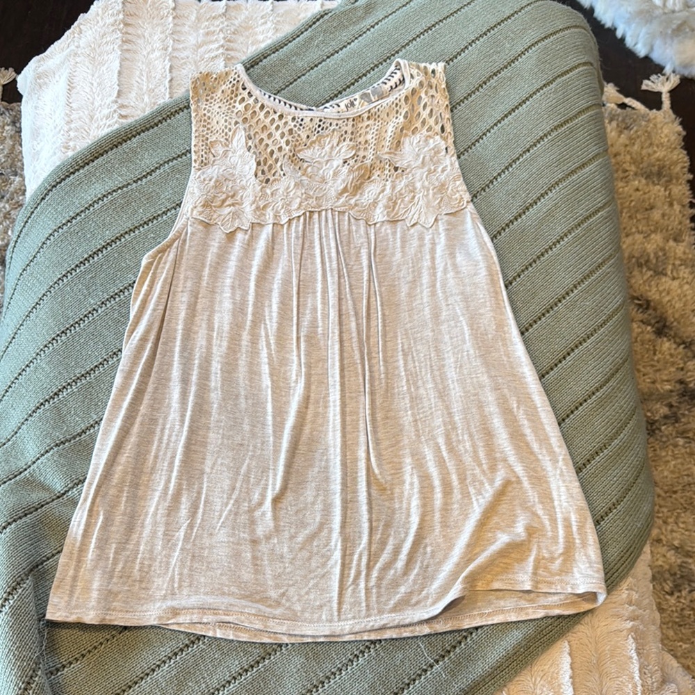 Jolt Cream Embellished Sleeveless Tank Top